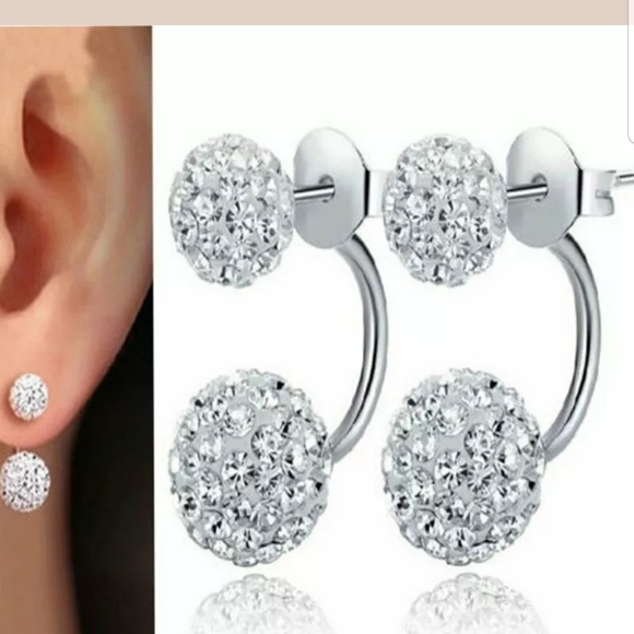 New double beaded rhinestone Crystal stud earrings - Picture 5 of 6